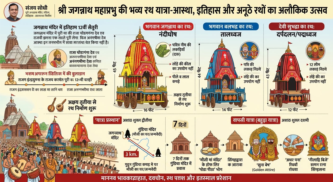 श्री जगन्नाथ महाप्रभु की भव्य रथ यात्रा-आस्था, इतिहास और अनूठे रथों का अलौकिक उत्सव।