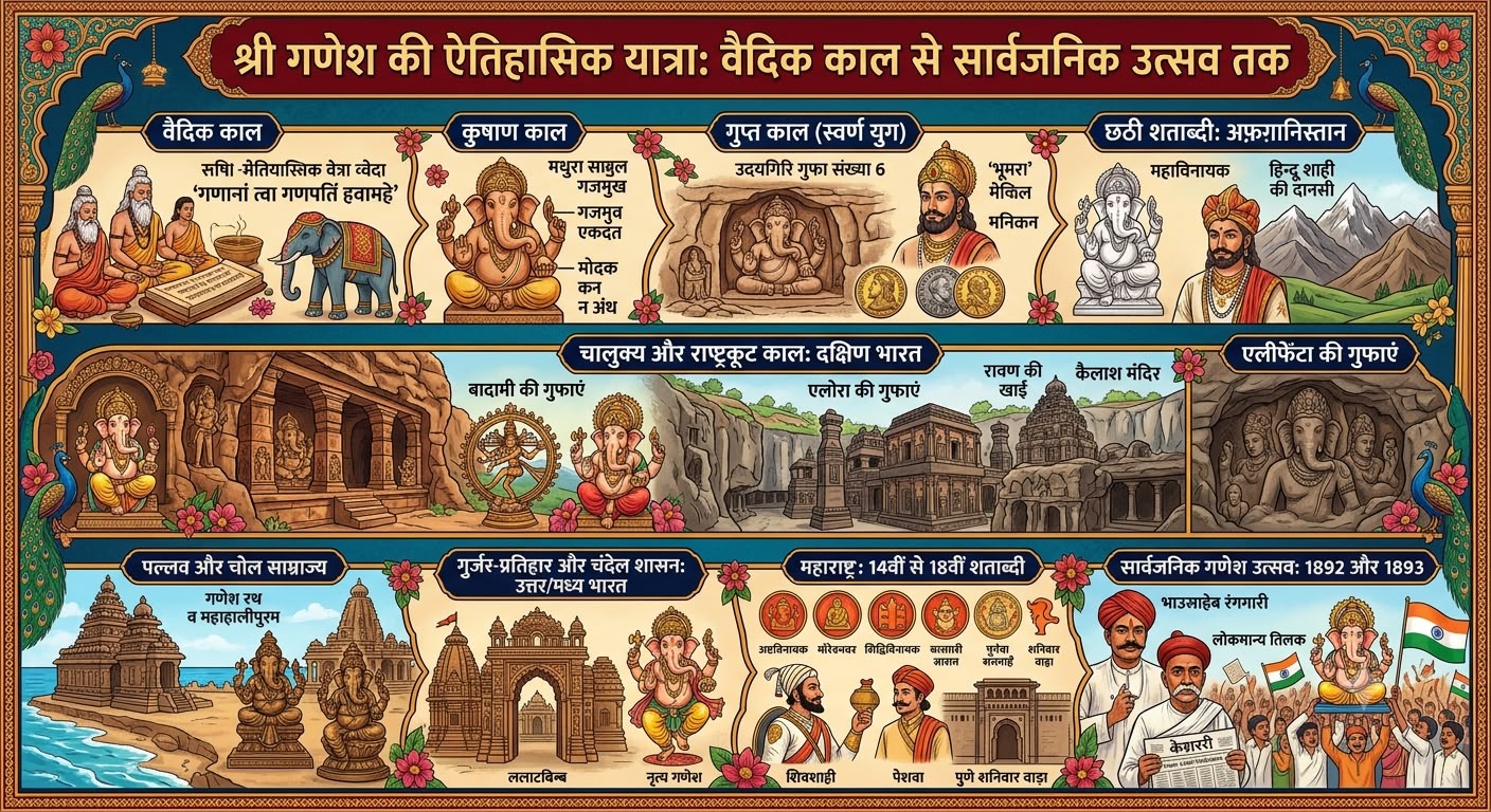 प्रथम पूज्य श्री गणेश: वैदिक काल से सार्वजनिक पंडालों तक का प्रामाणिक ऐतिहासिक सफर।